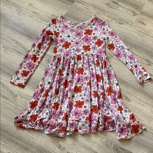 Bamboo Twirl Dress- Floral Long Sleeve Kids Dress